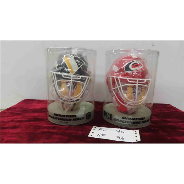 (2) 7" Goalie Masks ; Pittsburgh Penguins, Carolina Hurricanes - in Original Packages