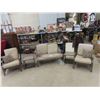 Image 1 : 5 pc Patio Set ; Settee 52" wide, 2 Chairs, 2 Stands ; 18" x 20" x 20" & Umbrella