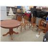 Image 1 : Wooden Pedestal Table with (1) Leaf & 4 Chairs 