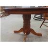 Image 3 : Wooden Pedestal Table with (1) Leaf & 4 Chairs 