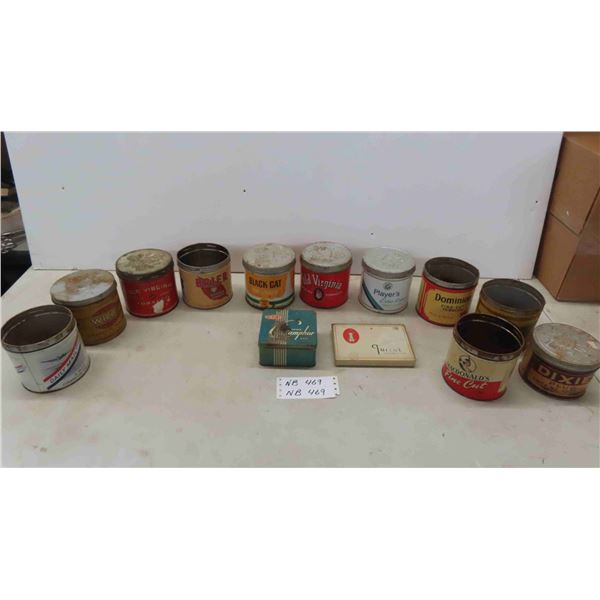 11 Tobacco Tins - 5 without Lids ; Black Cat, Daily Mail, Old Virginia, plus others & 