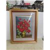 Image 1 : Framed Needle Point Roses 27.5" x 34.5" 