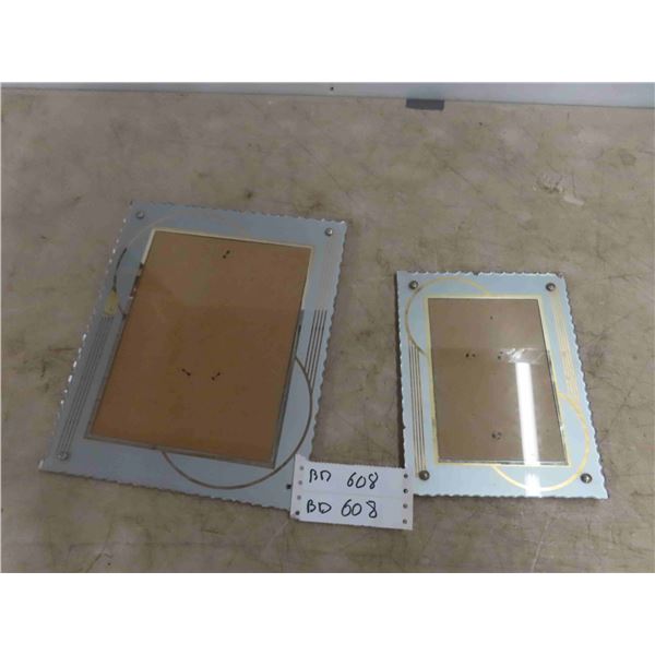 2 Art Deco Picture Frames 10" x 12" & 7" x 9" Easel Backs