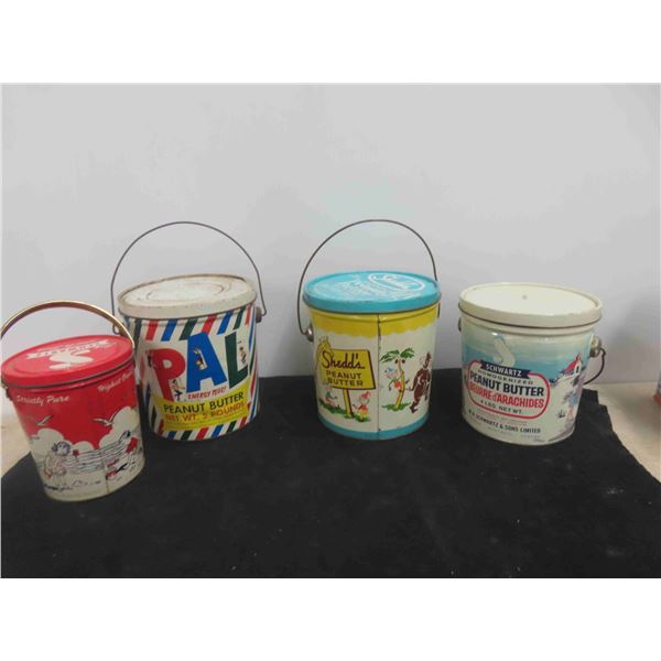 4 Vintage Peanut Butter Tins Made to Be Used As Kids Beach Sand Pails After