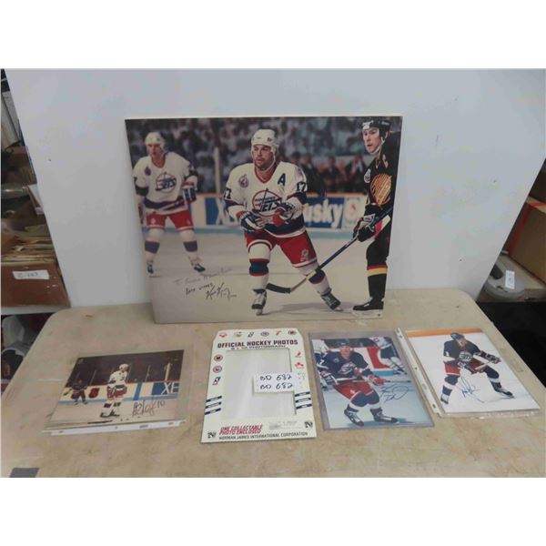 Vintage Winnipeg Jets Autographed Photo + Poster Lot ; Kris King Signed Poster 20"x 24"