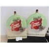 Image 1 : 2 Vintage 7Up Advertising Cardboard Easel Back Signs - Christmas 14" x 19" 
