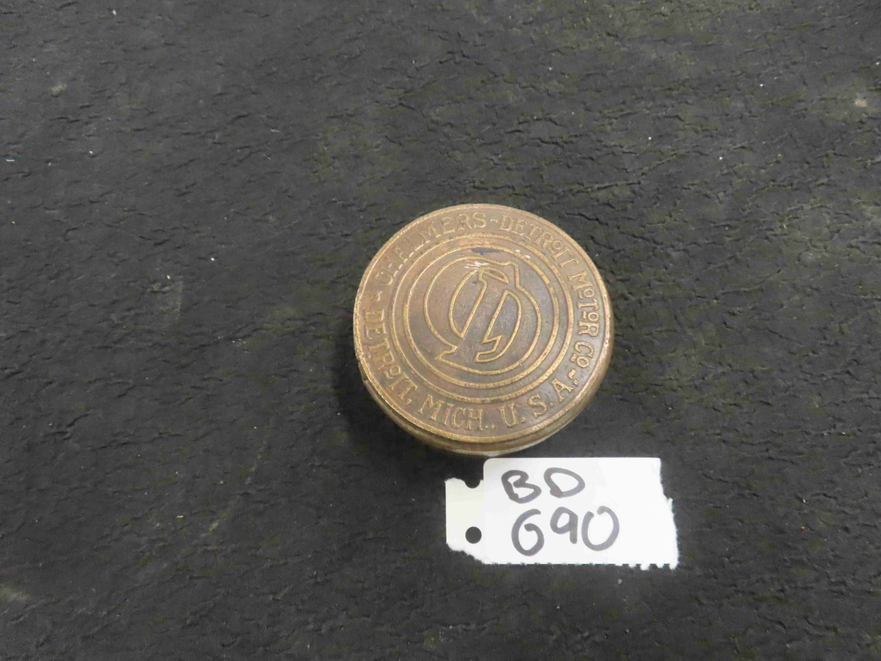 Rare Antique Chalmers Motor Company Brass Radiator Cap Detroit, Mich. USA