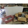Image 1 : 3 Boxes of Electrical Items ; Staples, Electrical Boxes, Connectors, Light Fixtures