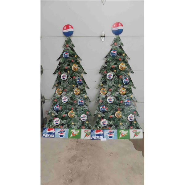 2 Pepsi Cardboard Christmas Trees 39" x 83"