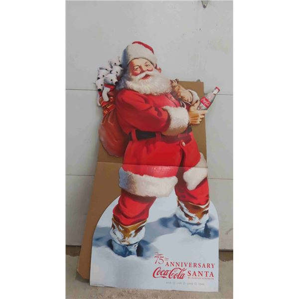 Coca-Cola Cardboard Sin 75th Anniversary Santa 33" x 62" 