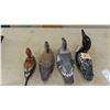 Image 2 : 4 Hand Carved Wooden Ducks - Largest 4" x 7" x 13" 
