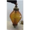 Image 2 : Hanging Lamp Amber Glass with Brass Trim 23" 