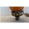 Image 3 : Hanging Lamp Amber Glass with Brass Trim 23" 