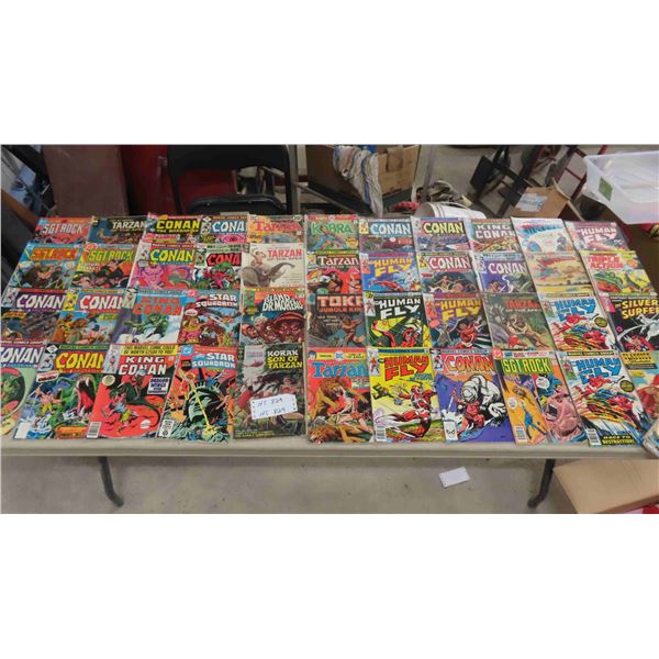 50 + Comics ; DC, Marvel, Gold Key ; Tarzan, Conan, Sgt, Rock, Human Fly, plus others