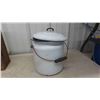 Image 2 : Enamel Pot, Wooden Cabinet5.25" x 12" x 14" t , Large WOK with Lid