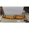 Image 2 : Rustic Horse Shoe Coat Rack 37" Long, Metal Moose, 2 Wooden Slogans, 14" x 18" 