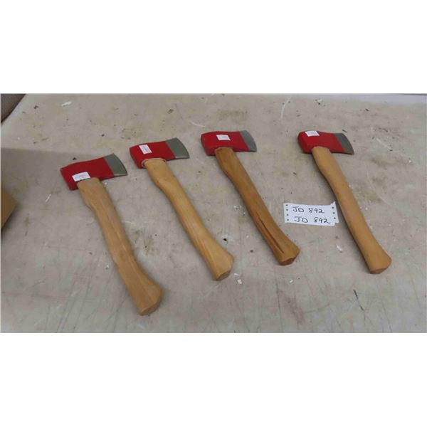 4 Hatchets with Wooden Handles