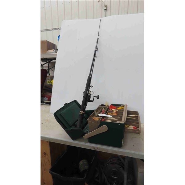 Fishing Rod, Reel + Tackle Box Full of Lures + Gear
