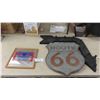 Image 1 : Wall Décor Route 66 Sign, Coat Rack, Budweiser Mirror