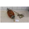 Image 1 : Vintage Hanging Swag Lamp Amber + Brass 