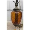 Image 2 : Vintage Hanging Swag Lamp Amber + Brass 