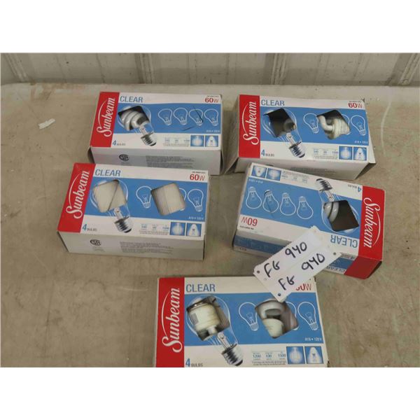 (20) 60 Watt Light Bulbs - 5 Packages of 4 