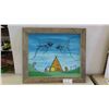 Image 1 : Indigenous Water Color with Rustic Frame by Roland Ronald Kakegamic 25" x 28.75" 