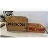 Image 2 : Pepsi-Cola Crate 12" x 12.5"t x 18.5" & 5" t x 12" x 16.5" & 2 Vintage Suitcases