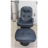 Image 1 : Swivel Reclining Leather Like Chair and Ottoman - Slightly Wobbly 