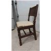 Image 2 : Antique Wood Chair with Engraved Back, Vintage Vanity Chair 