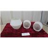 Image 1 : Vintage Ceiling Ribbed White Clear Glass Light Covers 7x7, 4x5x5