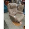 Image 2 : Leather/Leather Style Reclining Swivel Chair with Ottoman