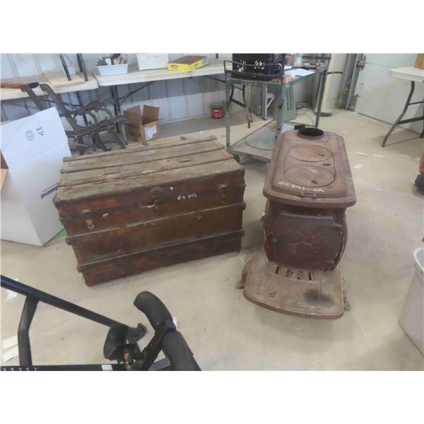 Cast Wood Stove , Old Trunk