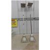 Image 2 : Brushed Stainless Light Fixtures : 2 Pendants 5 1/2 x 5 1/2 x 35'' 