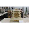 Image 1 : Alabaster Mantle Clock with Key 12 1/2'' x 6'' x 13''