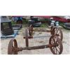 Image 1 : 3 Sets of Steel Wagon Wheels  with Axles (2) 27 1/2'' (1) 31 1/2'' 
