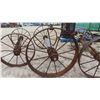 Image 4 : 3 Sets of Steel Wagon Wheels  with Axles (2) 27 1/2'' (1) 31 1/2'' 