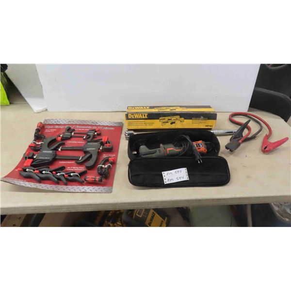 New 10 Piece Clamp Set, Ridged Power Grinder, Dewalt Miter Saw, 