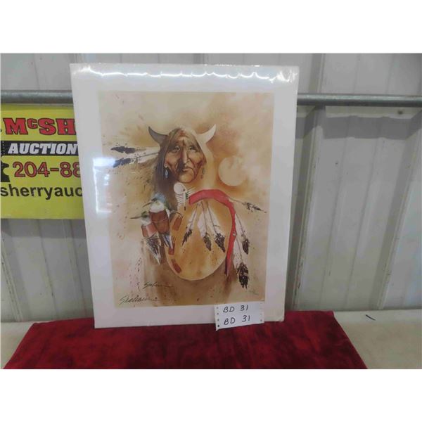 Vintage First Nations Signed and Numbered Print 358/500 by Bert D Seaboyrn 1931-2022 20'' x 16''