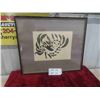 Image 1 : Vintage Inuit Stone Cut Lino Cut Signed and Framed. Frame Measures 17'' x 20'' 