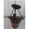 Image 2 : Stained Glass Foyer Hanging Light 12'' -All Ready to Hang , Very Nice