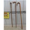 Image 2 : Vintage Carved Wood with Metal Hiking Tags Cane , 2 Other Canes - All Excellent Condition