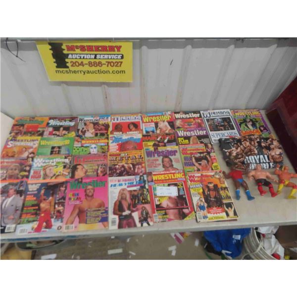 (26) 1980s/90s Magazines, 3 Wrestling Figures, New with Tags WWF Tshirt Size Medium 