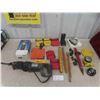 Image 1 : Lazer Meter, Craftsman Power Reciprocating Saw, Various Vintage Folding Yard Sticks, Survey