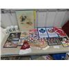 Image 1 : Hockey Related: Hardboard Picture 16'' x 20'' , Toronto and New York Flags,8 Mini NHL Mugs, 