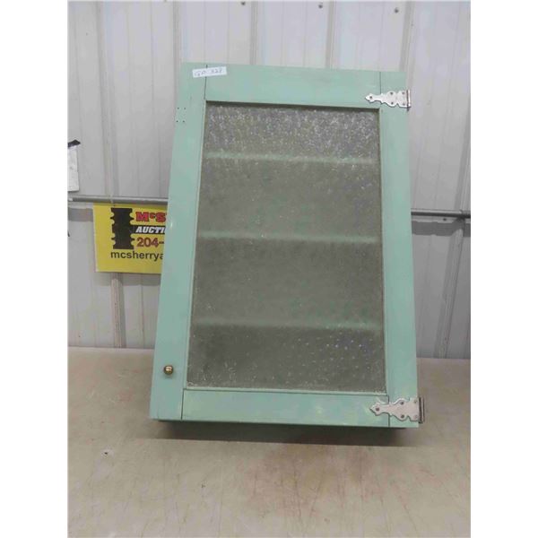 Vintage Hanging Wall Cabinet with Patterned Glass Door 25'' x 6'' x 37'' 