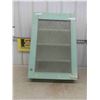 Image 1 : Vintage Hanging Wall Cabinet with Patterned Glass Door 25'' x 6'' x 37'' 