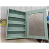 Image 3 : Vintage Hanging Wall Cabinet with Patterned Glass Door 25'' x 6'' x 37'' 