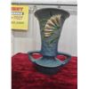 Image 2 : Roseville Pottery Vase (Damage Shown in Photos), Mantle Clock with Key