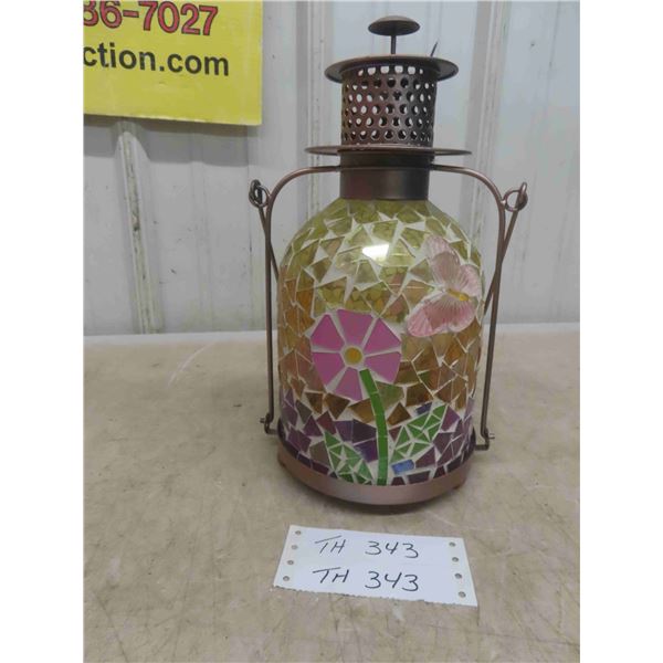 Decorative Candle Holder with Mosaic Glass 12 1/2'' Tall